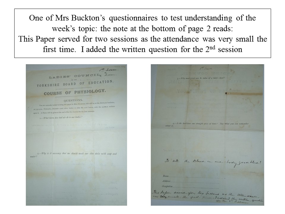 Mrs Buckton Questionnaire